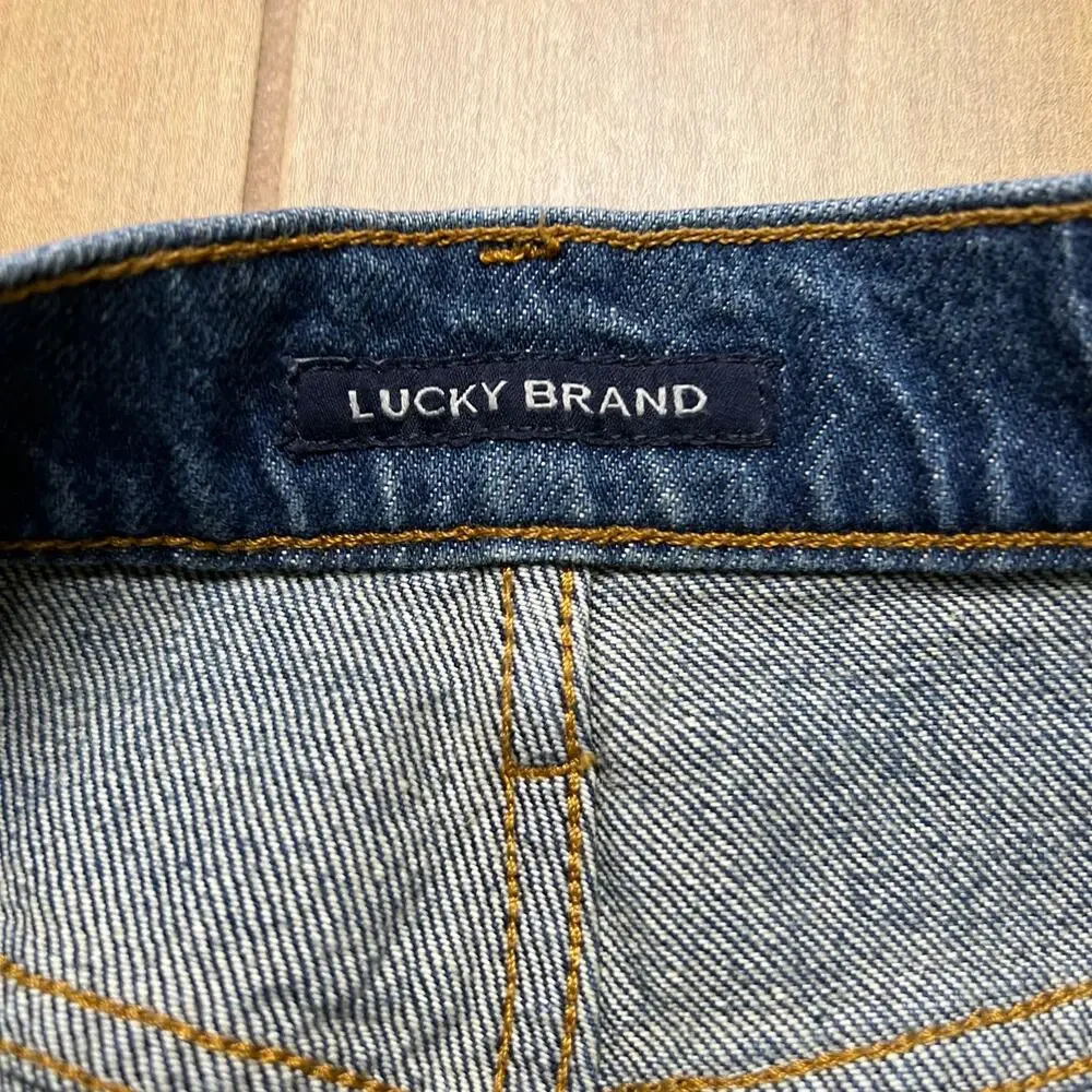 Lucky Brand Women's High Rise Cut Off Jean Skirt Blue Sz 10/30 casual - Picture 2 of 12